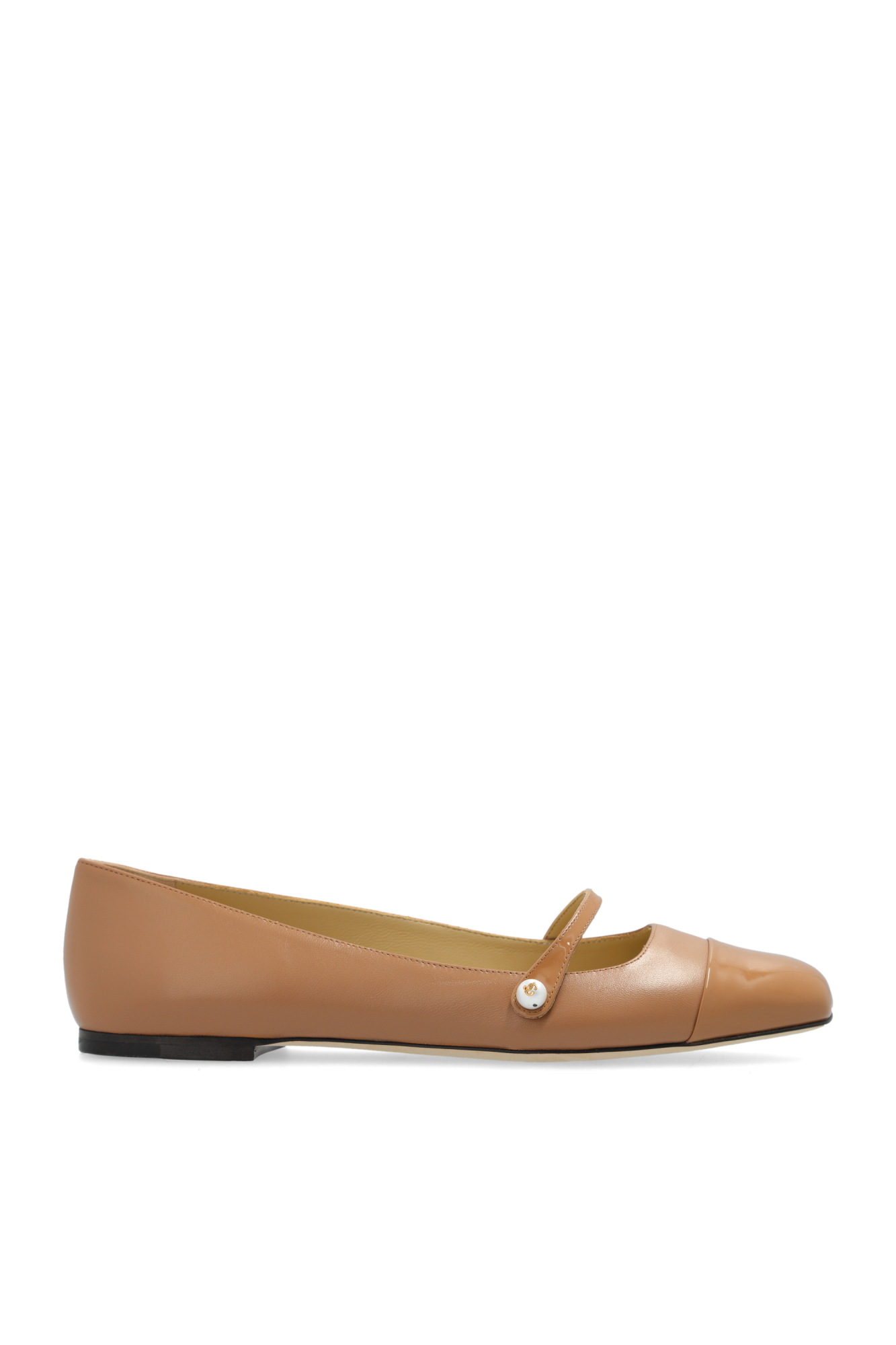 JIMMY CHOO エリサハレエフラット ELISAFLATPTZ BISCUIT Elisa embellished leather ballet flats in white - Jimmy Choo